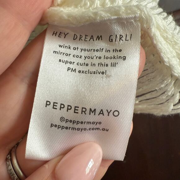 PEPPERMAYO | cream shredded High Neck sleeveless Crop sweater | XS / Small - Picture 4 of 5